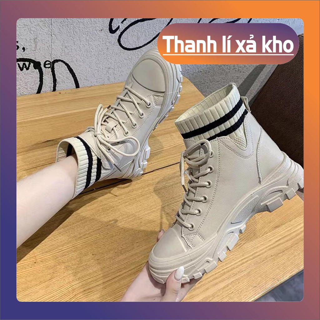 Xả (S119) Bốt nữ phối len cổ lọ Hàn Quốc
