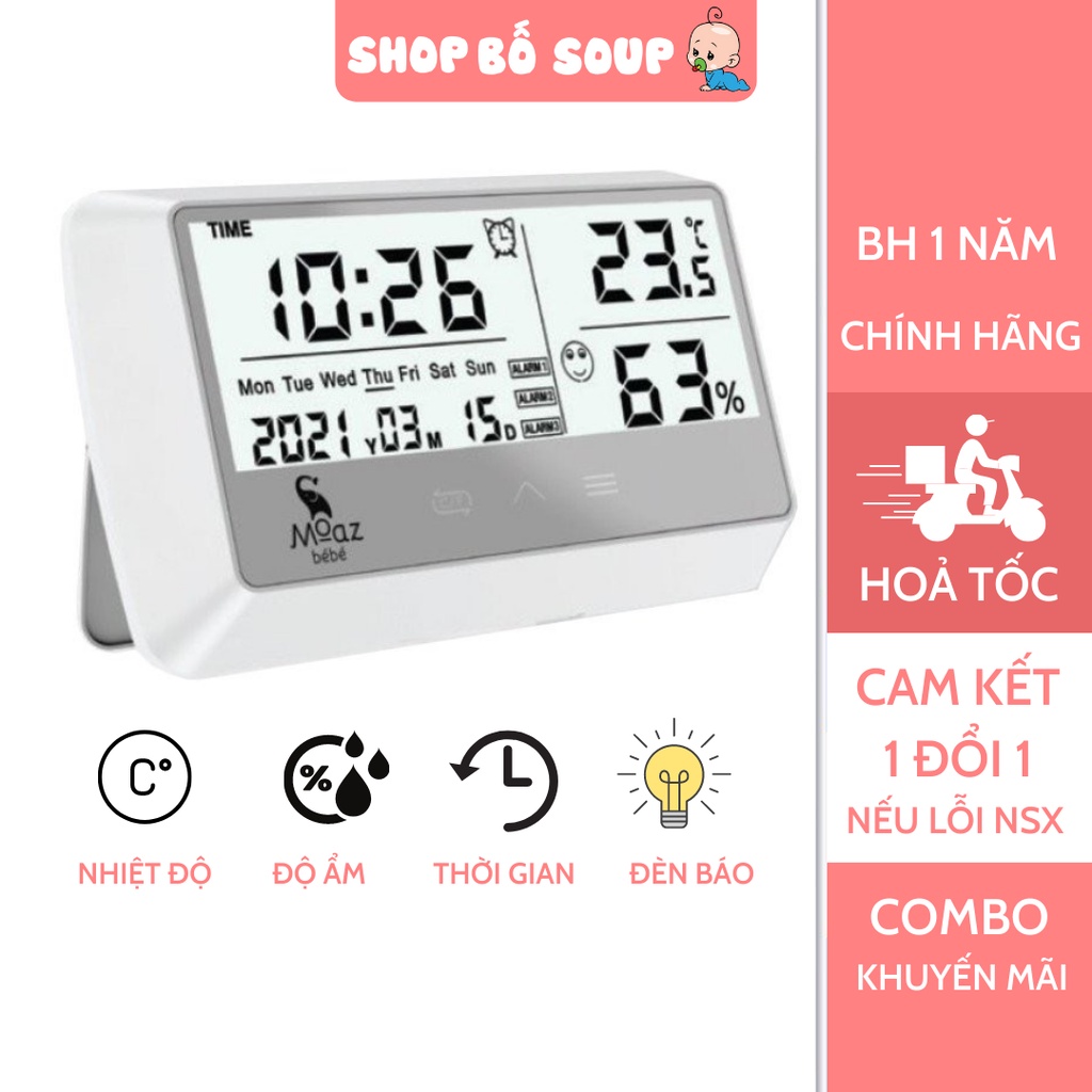 Nhiệt ẩm kế đo nhiệt độ và độ ẩm phòng cho bé chính hãng Moaz Bébé