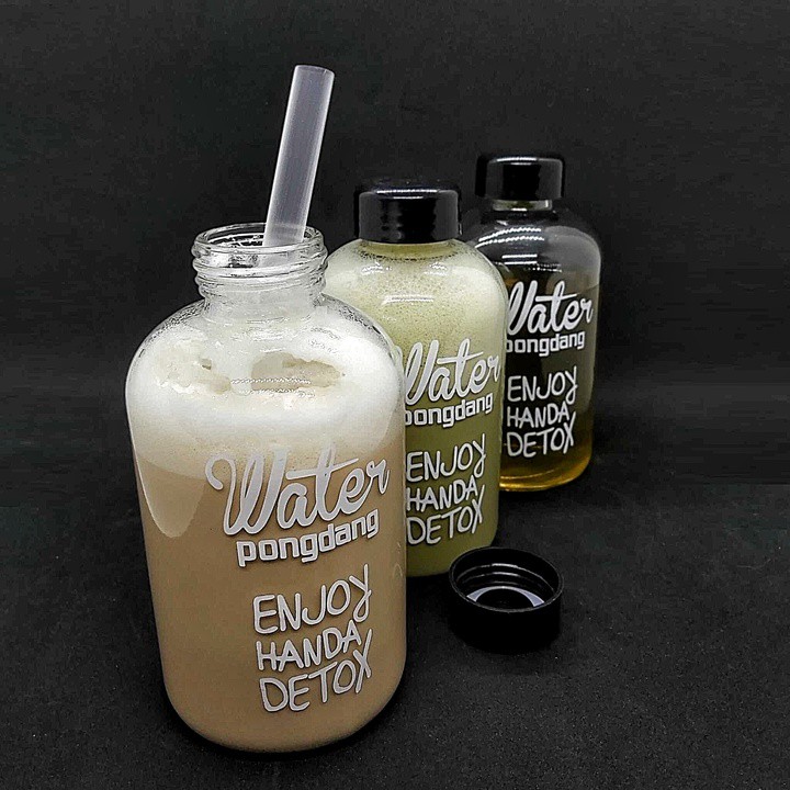 Chai đựng nước thủy tinh 600ml DETOX (combo 4 chai) - Nắp nhựa ron cao su - Bình nước thủy tinh, đựng trà sữa, nước ép