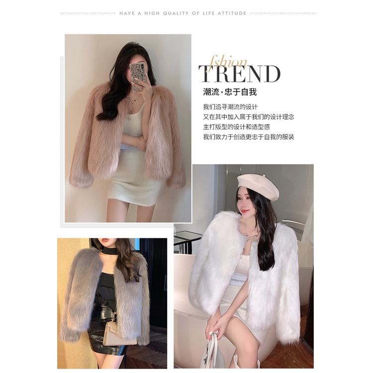 Áo Khoác Lông Cáo Nhân Tạo Dáng Ngắn Thời Trang Mùa Đông 2022