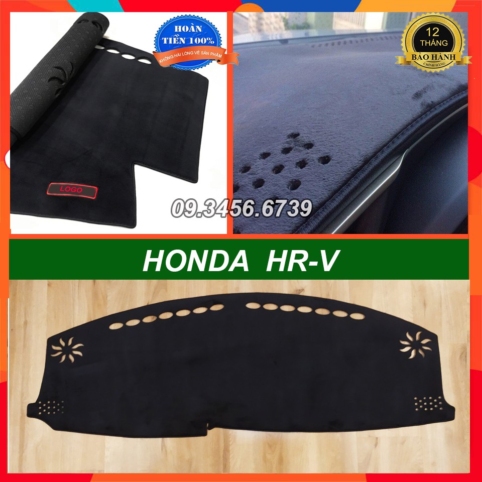 Thảm taplo nhung lông cừu xe Honda HR-V 2018 đến 2022 màu đen cao cấp đế có chống trượt