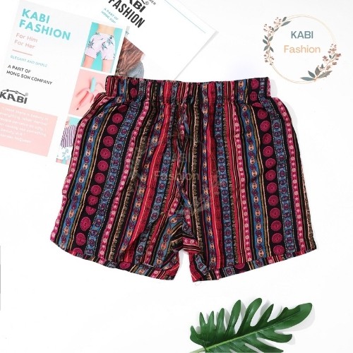 Quần đùi nữ KABI quần short vải tole quần ngắn mặc nhà mặc ngủ hoa văn alibaba thoáng mát dễ thương nhiều màu | BigBuy360 - bigbuy360.vn