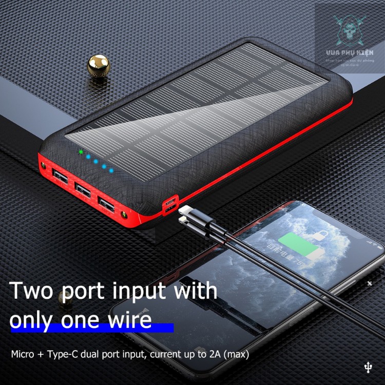 Sạc Năng Lượng Mặt Trời 10000 mah, Sạc Dự Phòng Solar Power Bank  Tự Nạp Pin Khi Có Ánh Sáng Giá Sĩ Chính Hãng