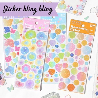 Sticker Bling Bling Nhũ lấp lánh có viền trang trí sổ, móc khoá
