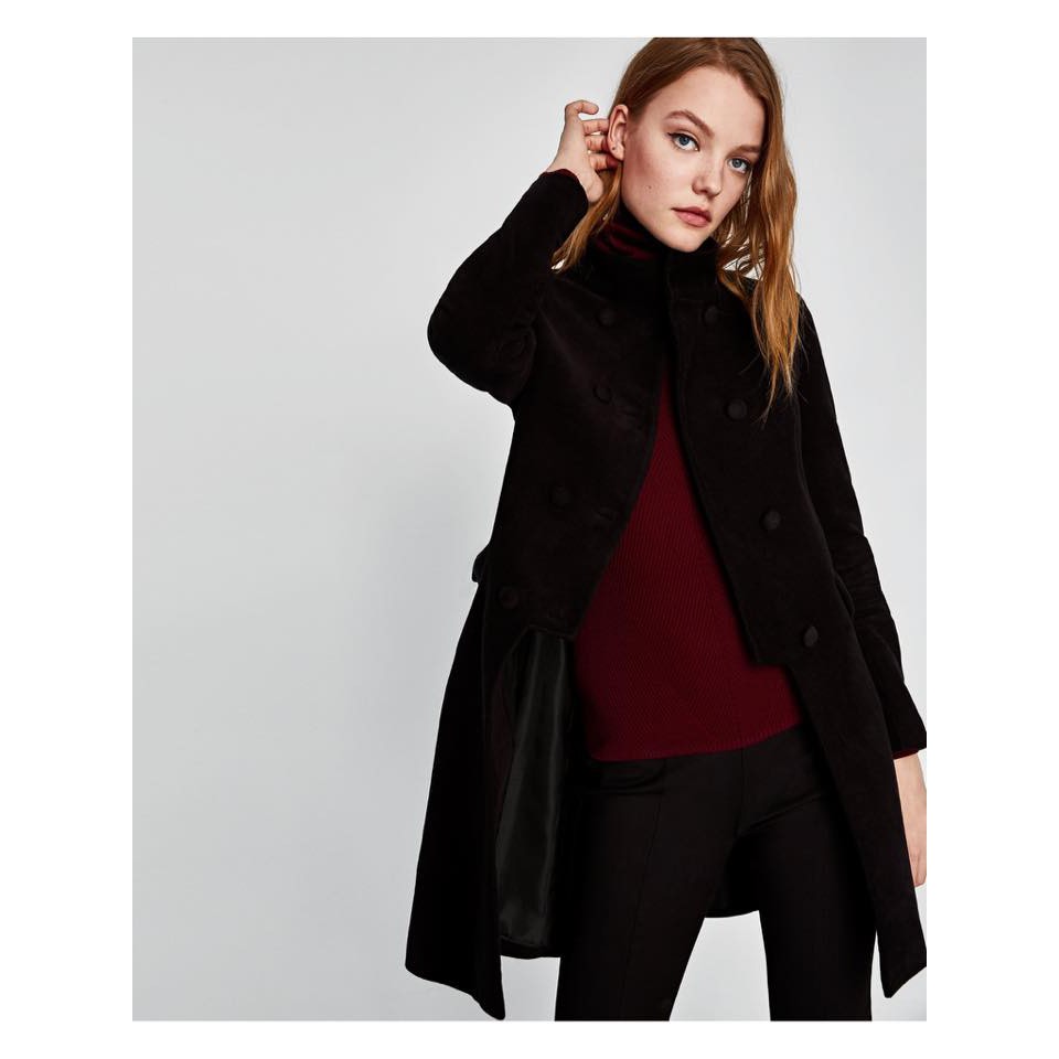 Áo khoác dạ nhung màu đen size XS hàng Zara Auth