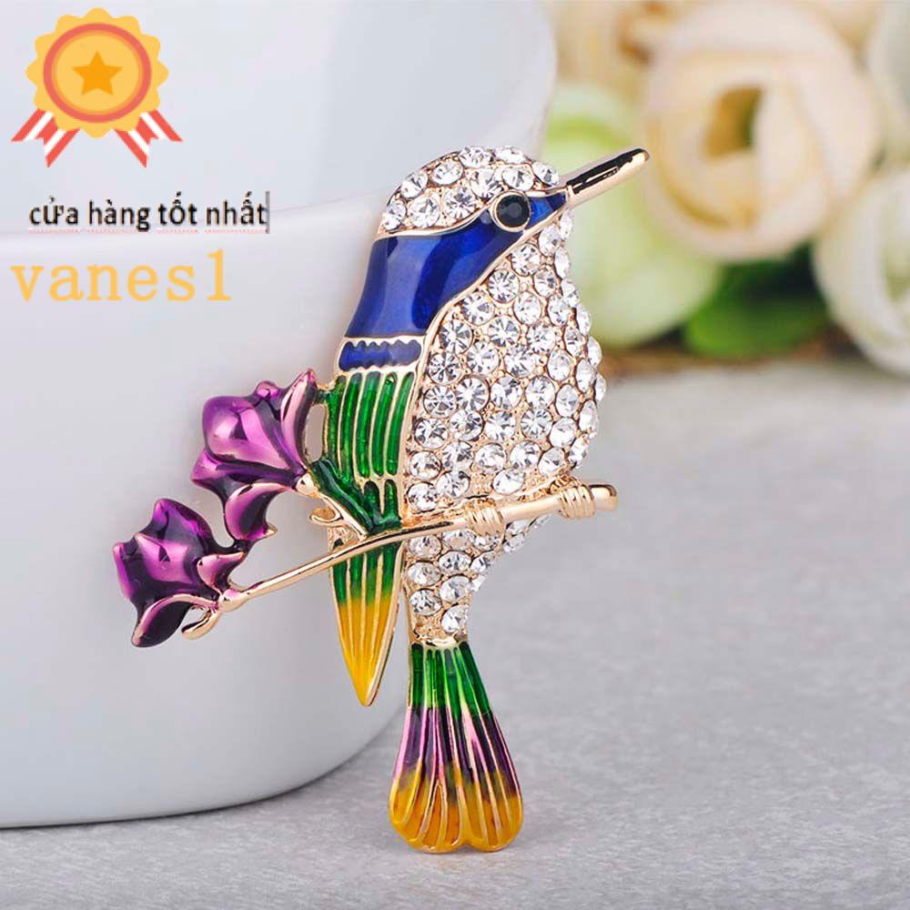 Ghim Cài Áo VANES1 Tráng Men Họa Tiết Chim Và Hoa Nhiều Màu Sắc Dành Cho Tiệc Cưới|Ghim Ve Áo