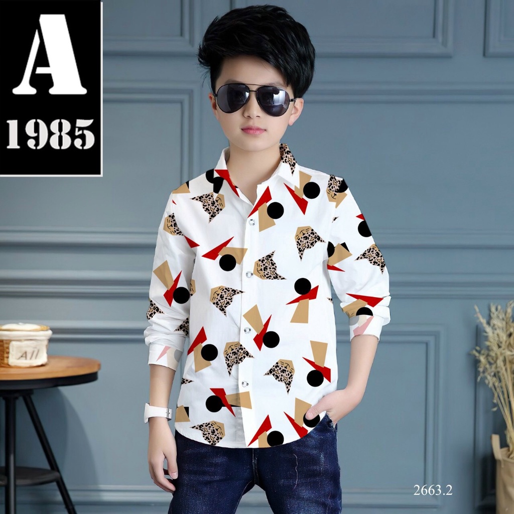 ÁO SƠ MI BÉ TRAI HÌNH KHỐI TAY DÀI IN 3D ĐỘC ĐÁO, SẮC NÉT, KHÔNG PHAI, VẢI MỊN, THOÁNG MÁT (TỪ 20KG-40KG)