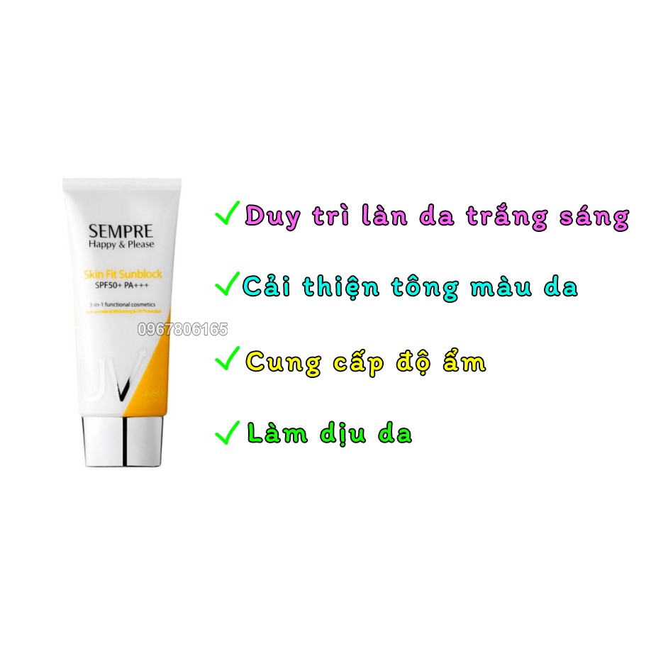 Kem chống nắng kiềm dầu cho mặt và cơ thể SEMPRE Happy & Please SPF50+ PA+++ 50ml