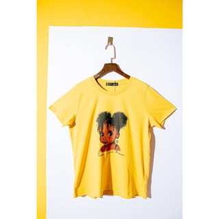 Áo thun T-shirt in bé gái da nâu