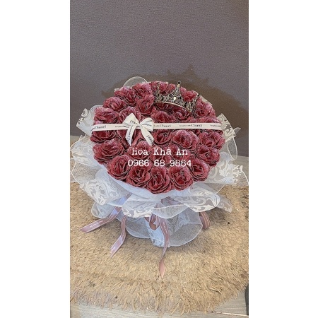 Bó hoa nhũ 35bông cực đẹp, tặng vươn miện, thiệp, chữ hpbd/love you