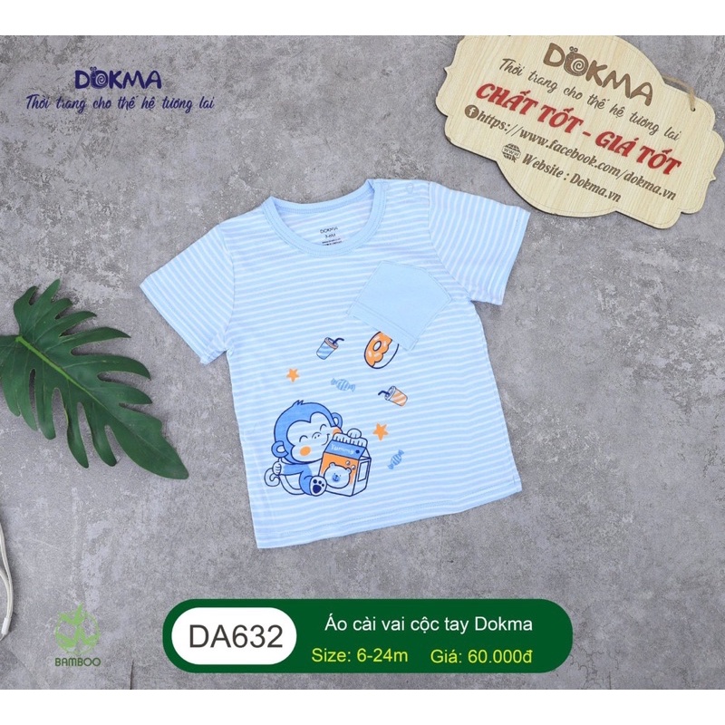 Áo cộc tay cài vai bé trai DOKMA DA632 (Sz 6-24m)