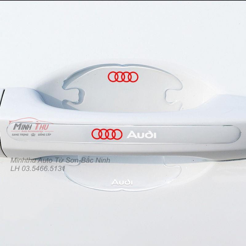 (Audi) Bộ 10 Miếng Dán Silicon Chống Xước Hõm Cửa, Tay Nắm Cửa và Gương Hãng Xe Audi