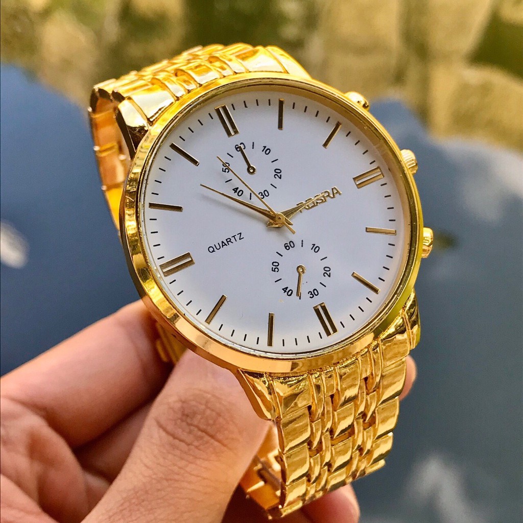 Đồng hồ thời trang nam nữ Rosra dây kim loại vàng cực đẹp QA884 | BigBuy360 - bigbuy360.vn