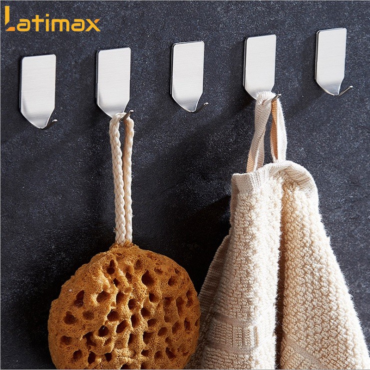 Móc Dán Tường Treo Đồ Latimax MD05 Inox 304 dùng miếng dán 3M Chắc Chắn Không Cần Khoan Đục