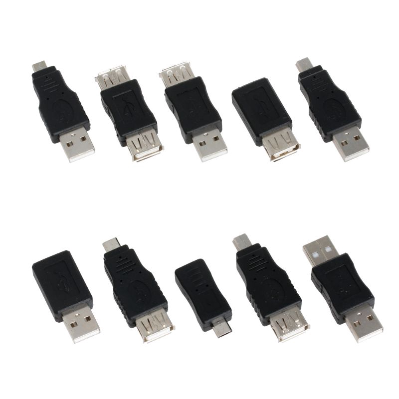 Set 10 Đầu Chuyển Đổi Otg 5 Pin F / M Mini Usb Male Sang Female
