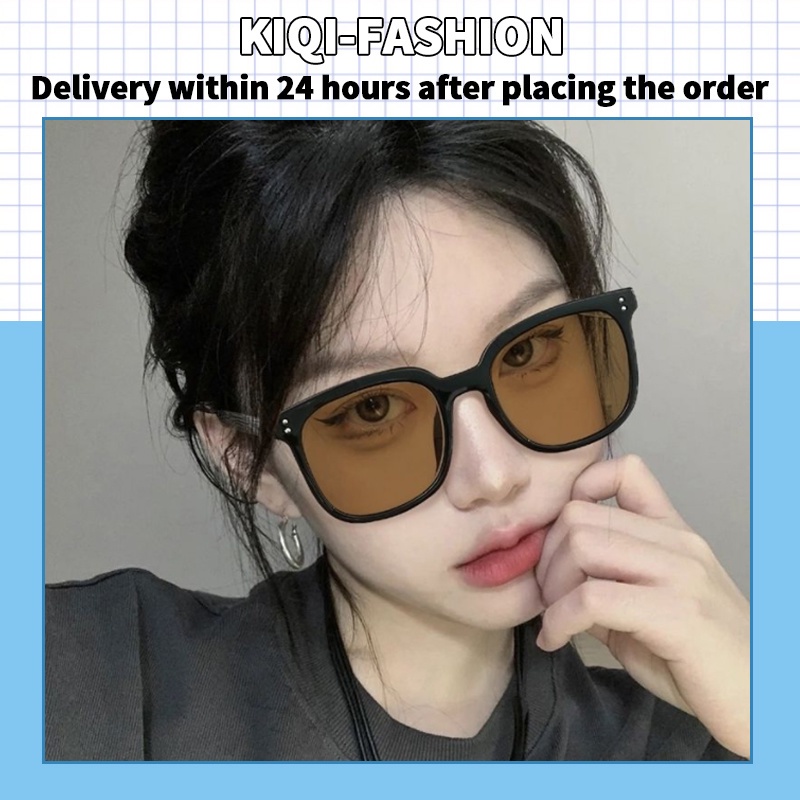 (KIQI-FASHION) COD Kính Mát Gọng Vuông Lớn Chống Tia Uv400 Thời Trang Cá Tính Cho Nam Và Nữ