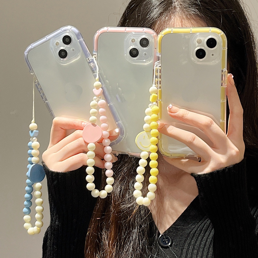 Ốp Điện Thoại Mềm Trong Suốt Màu Dạ Quang Có Dây Đeo Tay Cho iphone 13-7P 11pro 13 12 11 pro Max X XS Max XR 7 8 PLUS 13-7P
