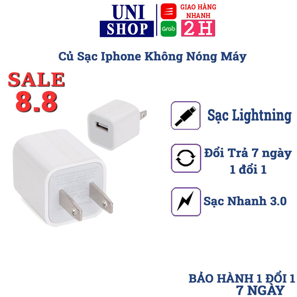 Củ sạc iPhone zin 100%, sạc lightnin main chuẩn ổn định Điện Áp Không Loạn Cảm Ứng, Không Nóng Máy, Đảm Bảo Siêu Bền