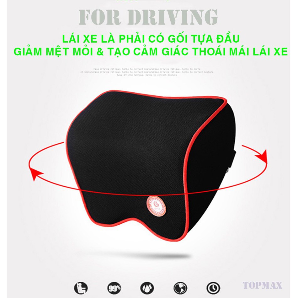 🔥Bộ 02 gội tựa lưng trên xe hơi, văn phòng chất liệu cao su non hoạt tính cao cấp🔥 đen viền đỏ