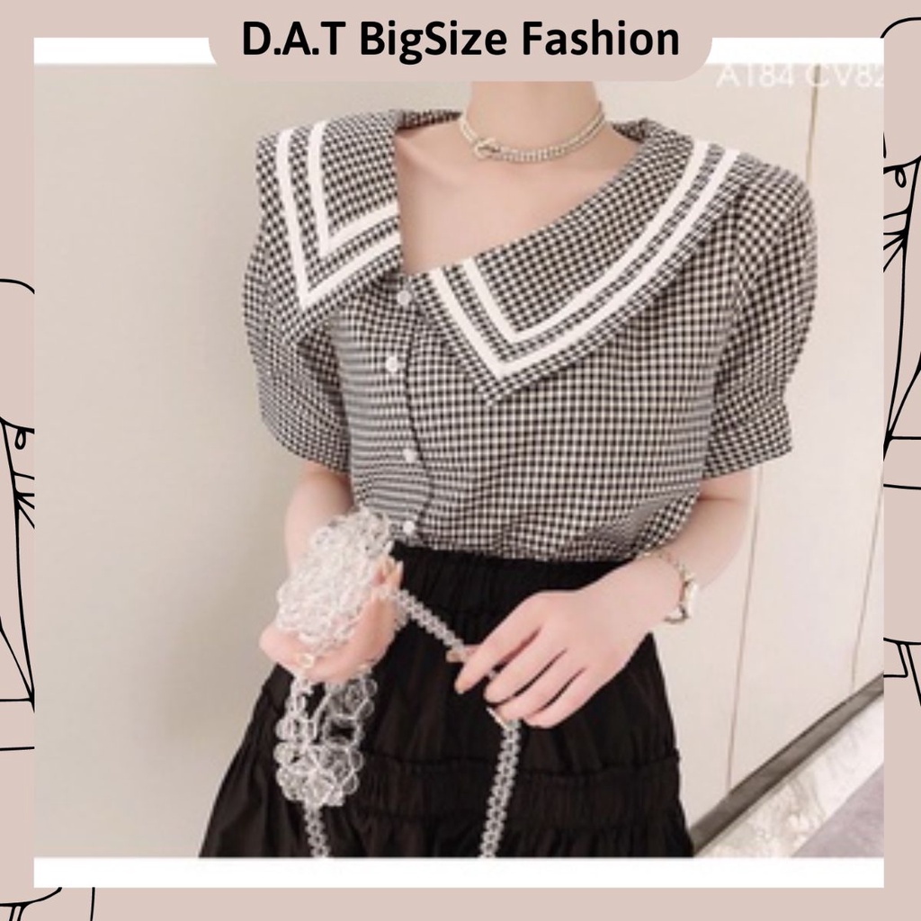ÁO SƠ MI CARO CỔ XÉO , ÁO KIỂU BIGSIZE DÀNH CHO NGƯỜI BÉO (50-90kg)