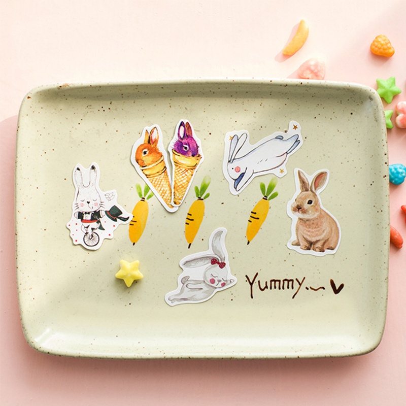 Sticker Pet Hình Thỏ Dễ Thương Dán Trang Trí Sổ Tay DIY