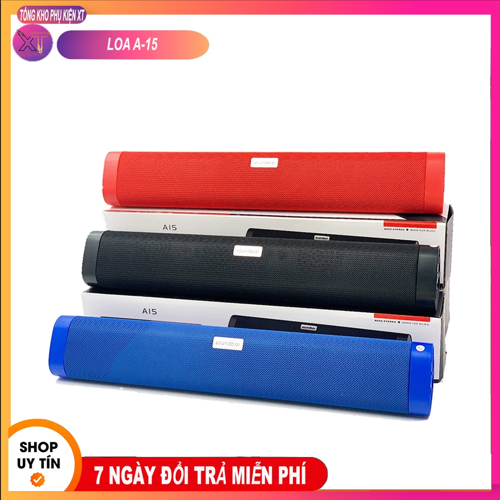 Loa Bluetooth Không Dây Kiểu Dáng Dài A15, soundbar bass cực mạnh, thiết kế đẹp nhiều màu sắc