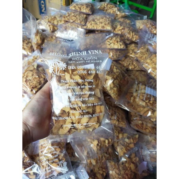 Túi dùng thử 100g dừa sấy giòn Hưng Thịnh Vina hàng đẹp