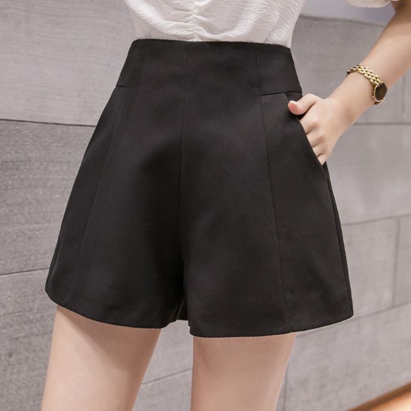 Quần short  nữ lưng liền  cạp cao khoá kéo sau lưng