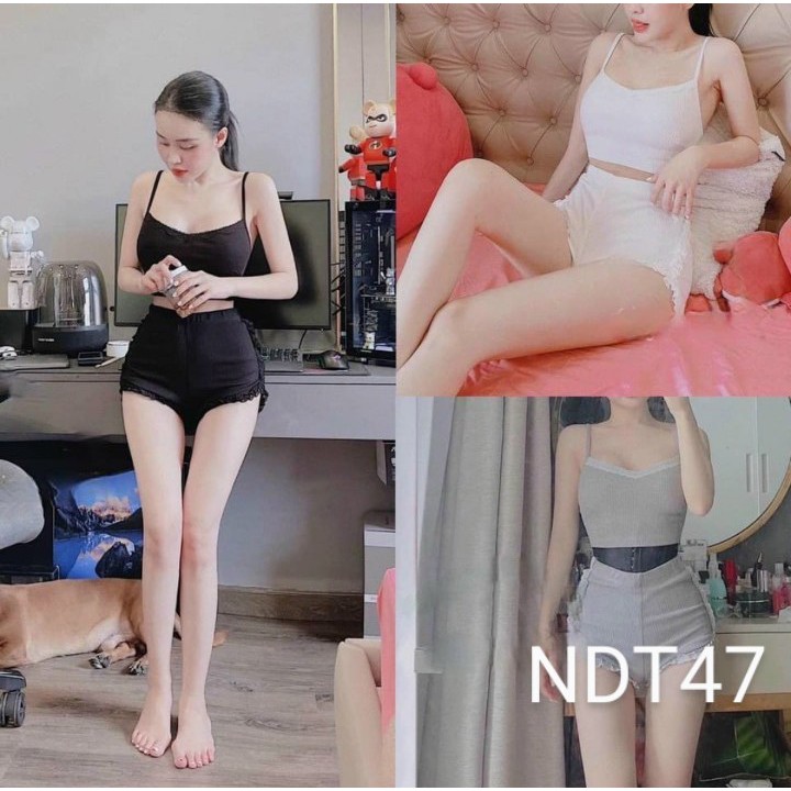 Sét bộ áo 2 dây + quần chạy viền chất thun Gân Cam Kết Hàng Y Hình Kèm Ảnh Thật Chính Chủ ( Size từ 40-53kg )