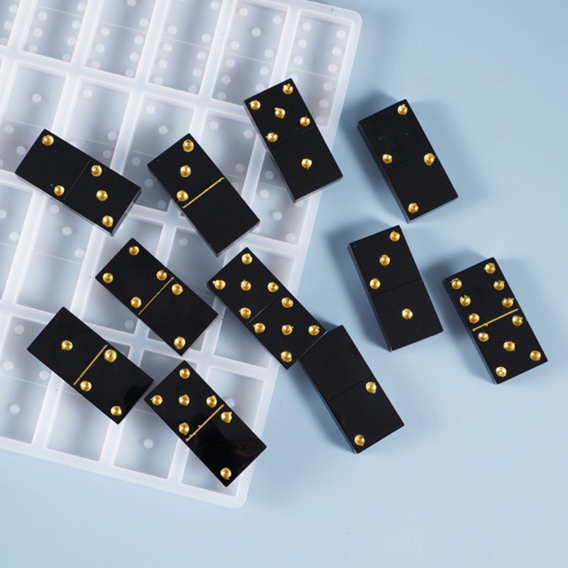 Khuôn silicon đổ nhựa resin Epoxy pha lê đúc domino thủ công