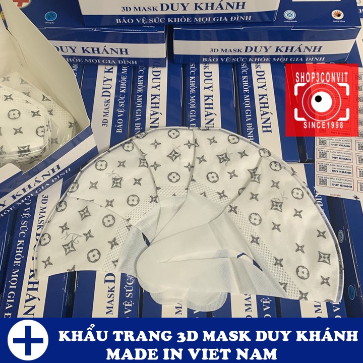 (Chỉ ship TPHCM) Hộp 50 khẩu trang 3D Mask họa tiết LV Duy Khánh Công Nghệ Dập Nhật Bản