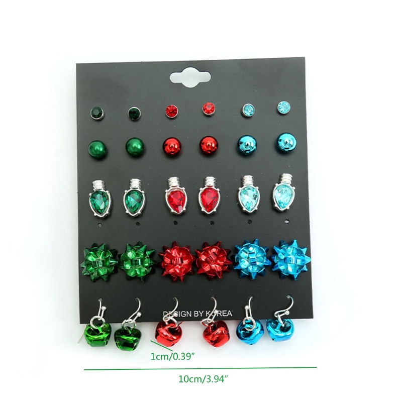 Set 15 Cặp Khuyên Tai Chủ Đề Giáng Sinh Dễ Thương