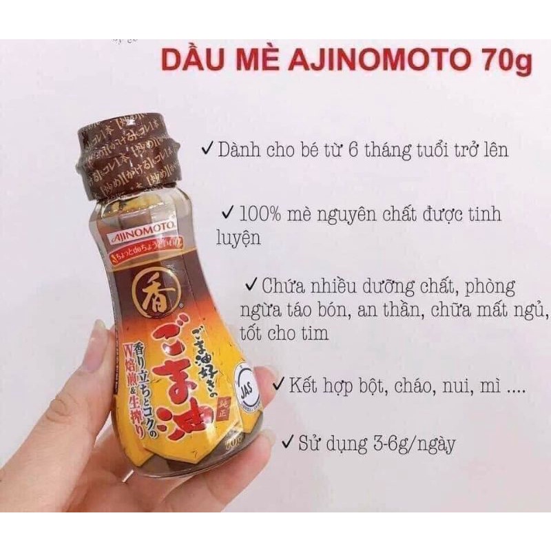 [Mẫu mới] Dầu mè nguyên chất Ajinomoto Nhật 70g