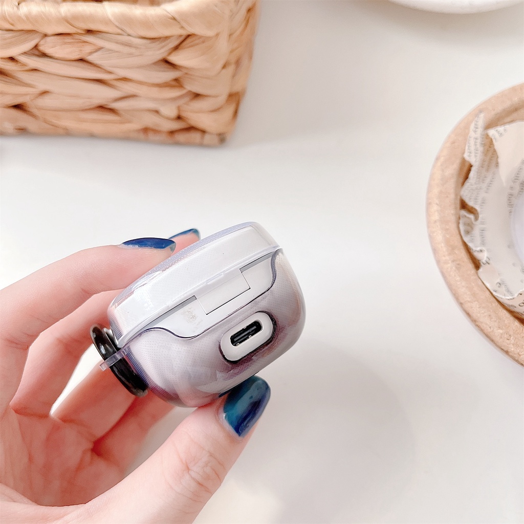 Vỏ Bảo Vệ Hộp Sạc Tai Nghe Không Dây Baseus Bowie WM02 TWS Bằng Silicon TPU Mềm Trong Suốt Chống Sốc Chống Rơi Kèm Móc Treo