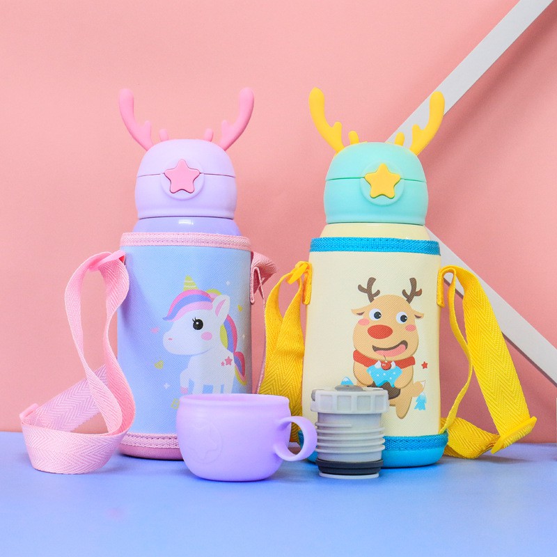 Bình Nước Giữ Nhiệt Cute Đáng yêu Cho Bé Hàng Cao Cấp, Lõi Thép Không Gỉ, Phù Hợp Đi Học, Dã Ngoại - Lado Shop