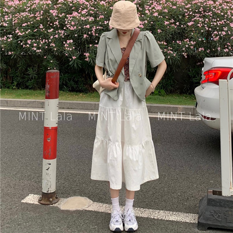 Chân Váy Trắng Xòe Dài Qua Gối 3 Tầng Vintage - Loại Đẹp | BigBuy360 - bigbuy360.vn