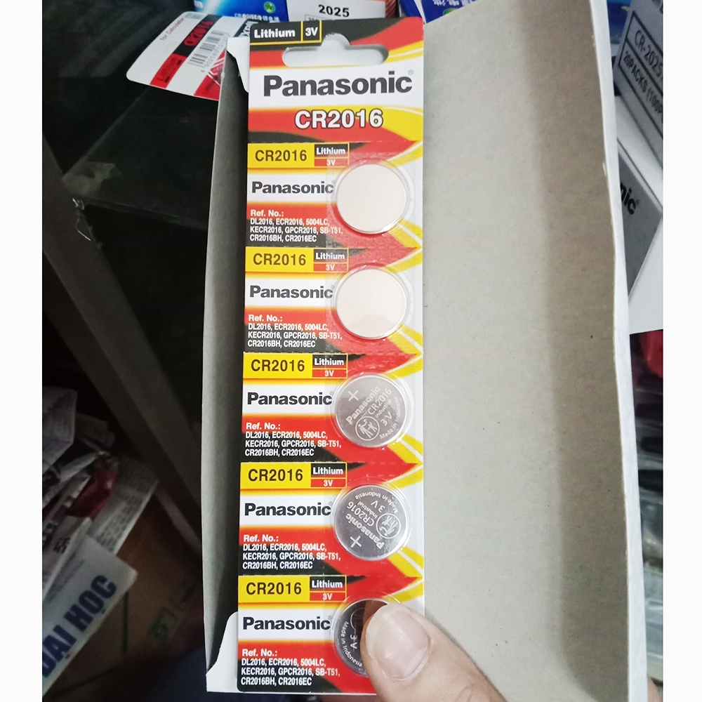 Pin CR2016 Panasonic Lithium 3V vỉ 5 viên, Pin cúc áo chính hãng made in Indonesia