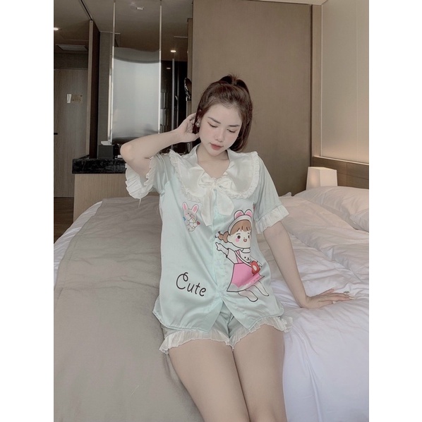[Mã SKAMLTSM9 giảm 10% đơn 99K] Bộ Đồ Pijama Lụa Latin Mát Mịn Tay Cộc Quần Cộc Không Nhăn, Không Bai Giãn | BigBuy360 - bigbuy360.vn