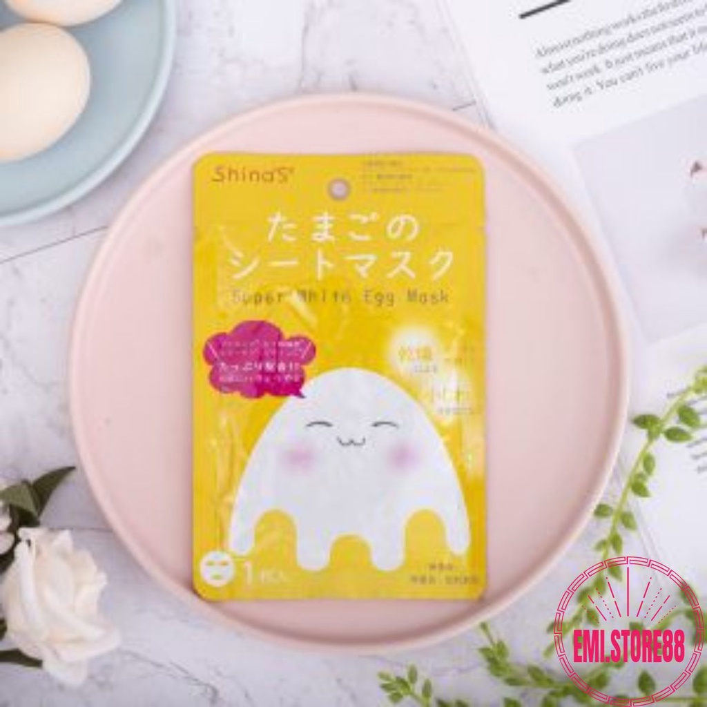 MẶT NẠ ĐẮP MẶT TINH CHẤT TRỨNG TRẮNG DA, MỜ NÁM NHẬT BẢN SUPER WHITE EGG MASK 25G HỘP 10 miếng chính hãng