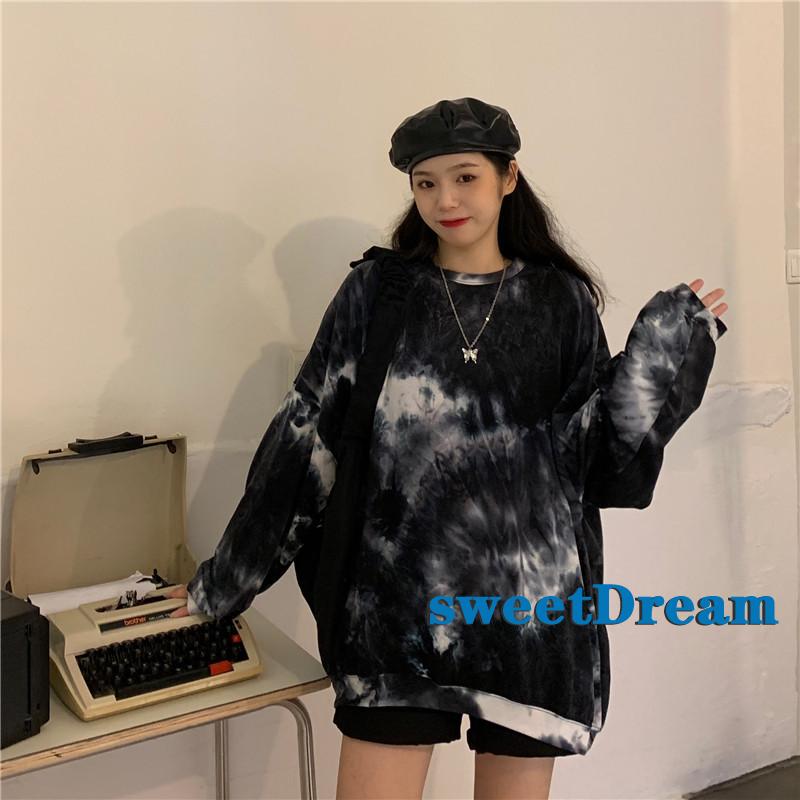 Áo Thun Tay Dài Cổ Tròn Dáng Rộng Màu Nhuộm Thời Trang Cho Nữ | BigBuy360 - bigbuy360.vn
