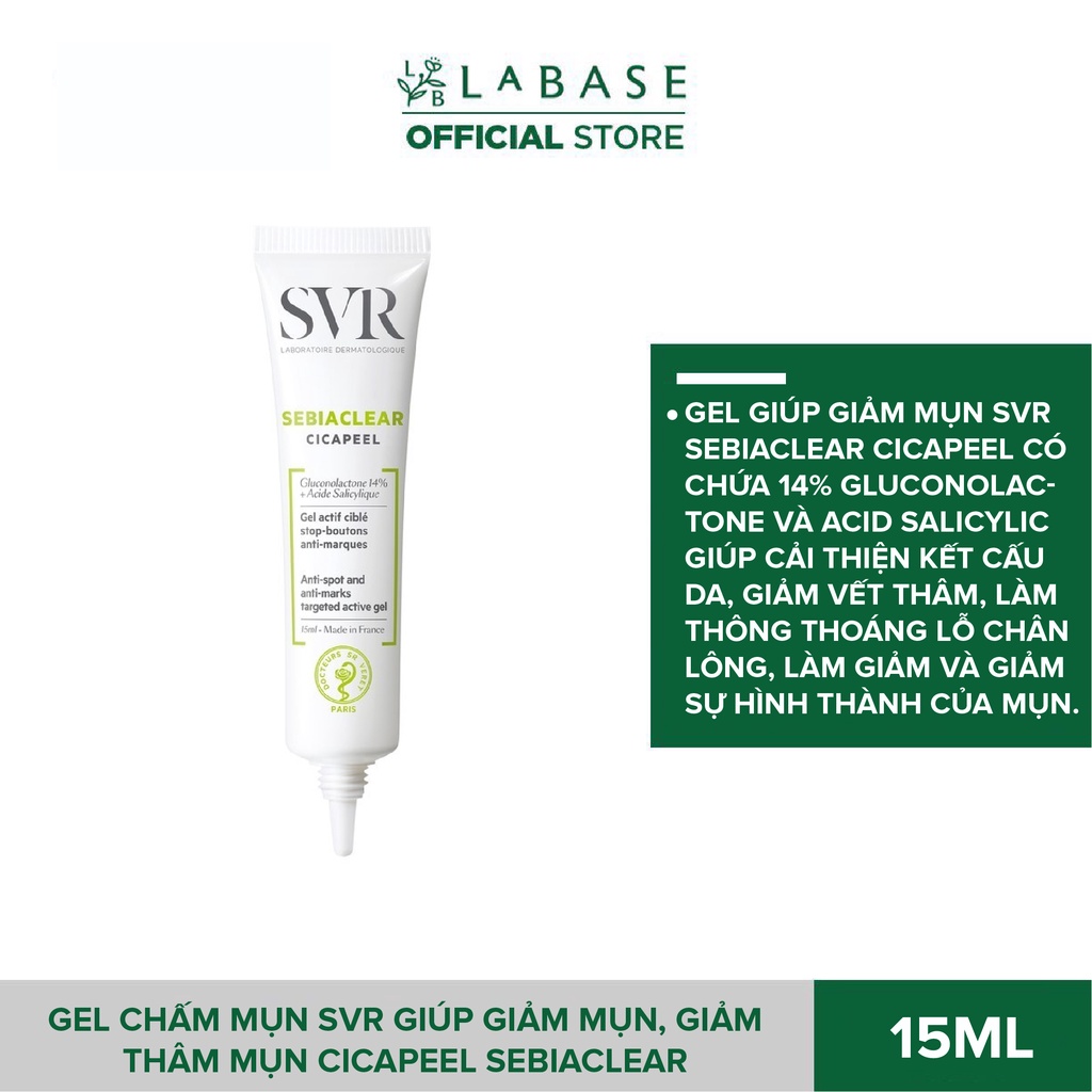 Gel Chấm Mụn SVR giúp giảm mụn, giảm thâm mụn CicaPeel Sebiaclear Tuýp 15ml