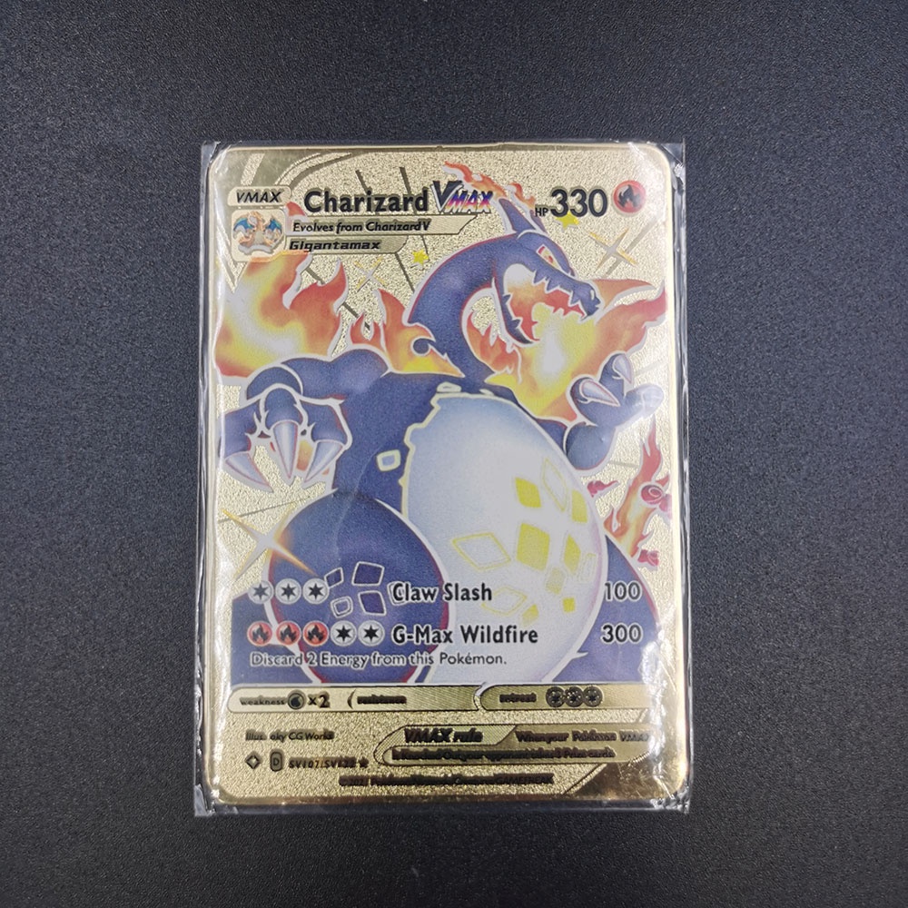 Thẻ Pokemon tiếng Anh bằng kim loại 10000hp arceus vmax yu gi oh pikachu charizard