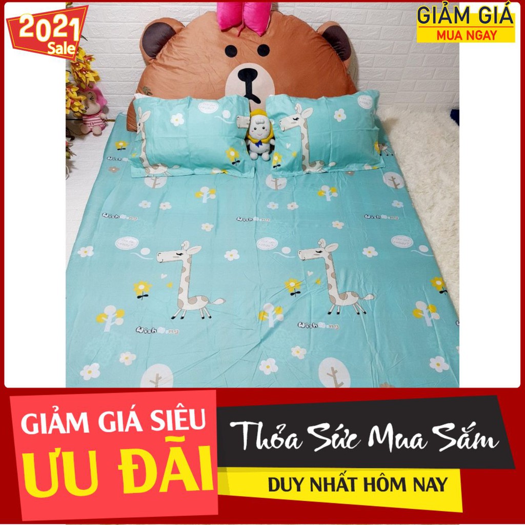 [Ga gối]Bộ Ga Gối Cotton Poly 3 món,chát chọn mẫu,hươu xanh