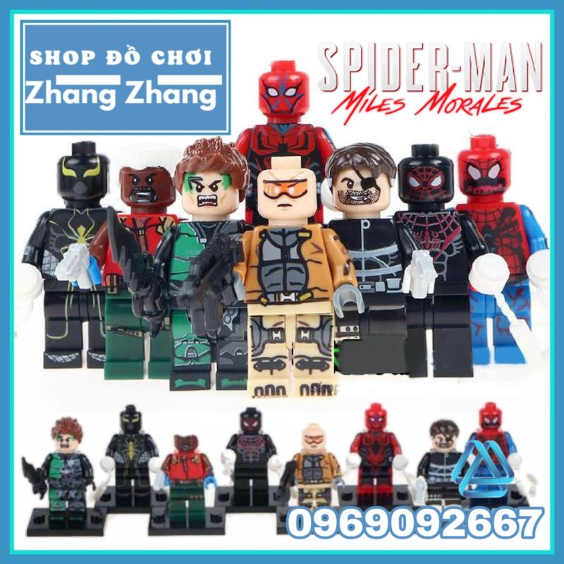 Đồ chơi Xếp hình Agent X gồm Carnage - Nick Fury - Green Goblin - Spider-Armor - Miles Morales Minifigures POGO PG8096