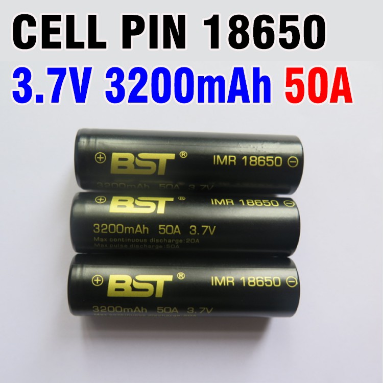 Pin sạc 18650 3.7v dung lượng cao 3200mAh dòng xả 50A hãng BST