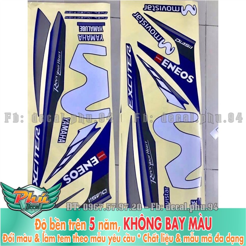 Tem rời exciter 150 Movistar Xanh Gp cover Uv