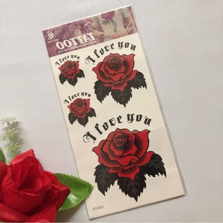 Hình xăm dán hoa hồng đỏ i love you 10x20cm- tặng đồng size khi mua từ 5 tấm