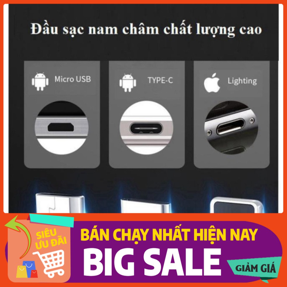 [FREE SHIP] 💥RẺ VÔ ĐỊCH💥 Cáp sạc Điện Thoại Nam Châm 3 đầu đa năng dây dù,có LED Cao Cấp💥SIÊU HOT💥