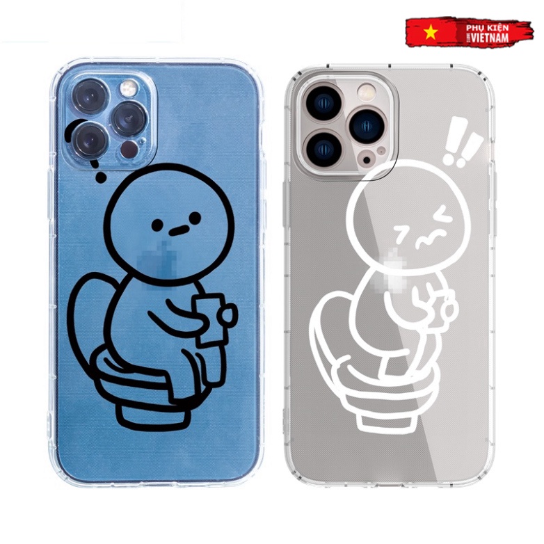 Ốp lưng iphone 6, 6s plus, 7 8 Plus, X, XS, XR, XSMAX, 11, 12, 13 PROMAX TRONG SUỐT WC HÀI HƯỚC PKVN