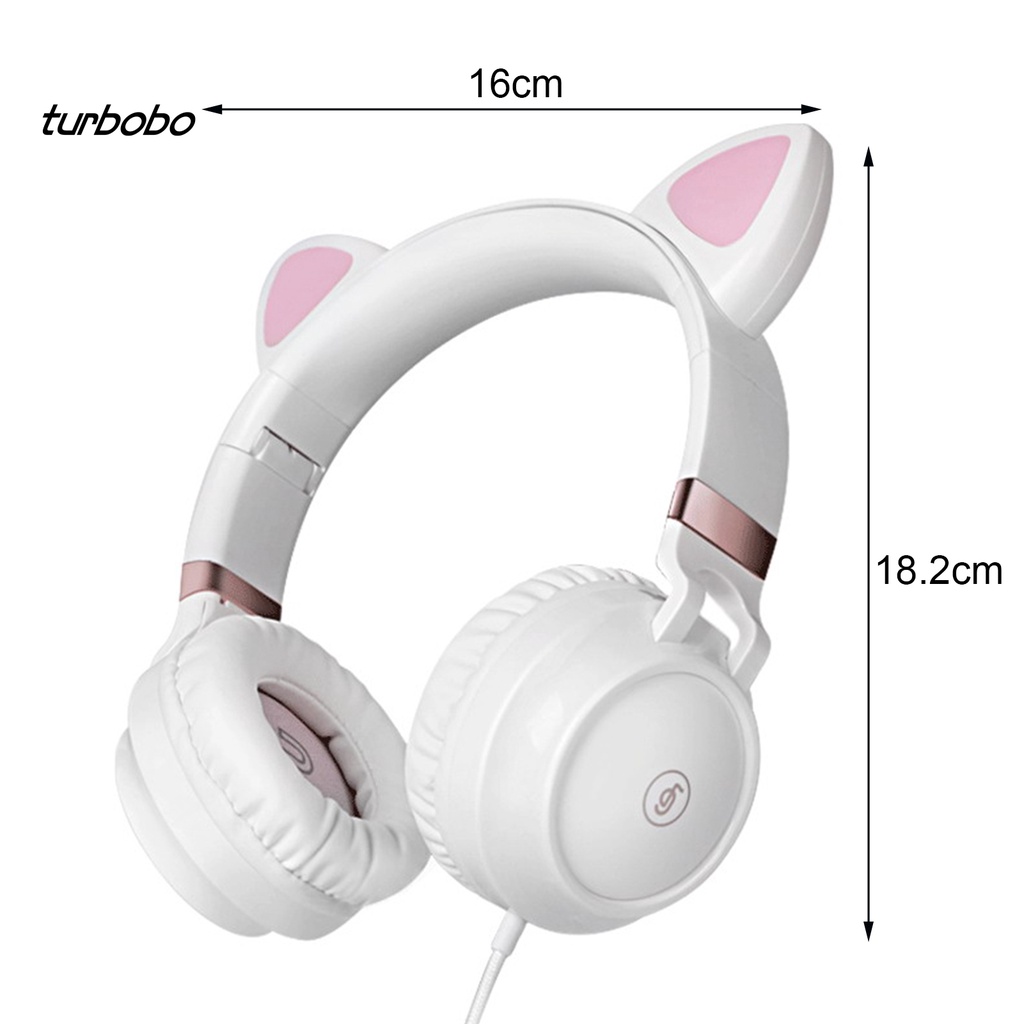 Tai Nghe Chụp Tai Có Dây Hình Tai Mèo Mega Bass Gấp Gọn Giắc Cắm 3.5mm Dùng Để Chơi Game / Dạy Học Trực Tuyến Ep28
